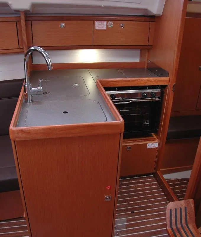 Galley of Kleeia, a Bavaria Cruiser 33 sailboat at Olbia, Italy