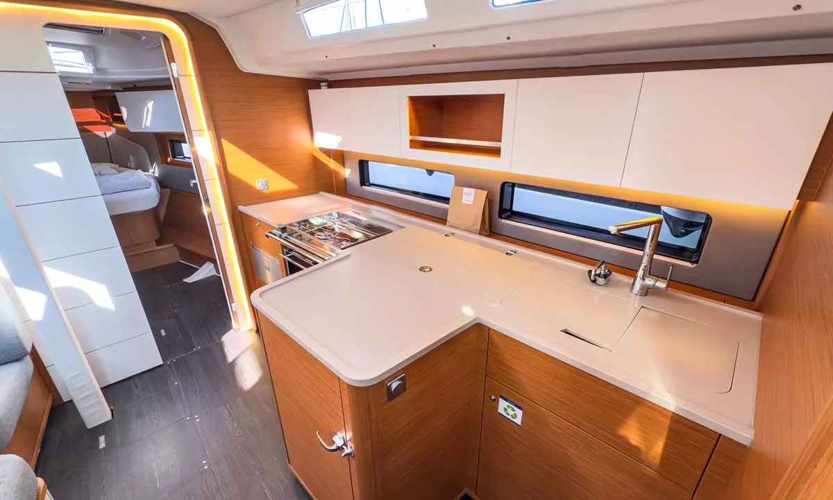 Galley of Nine to five, a Dufour 41 Performance sailboat at Grad Pula, Croatia