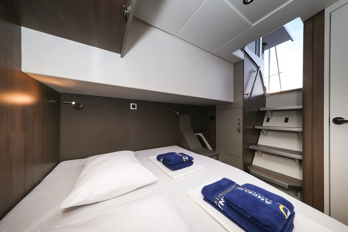 Cabin on Carpe Diem, a Bali 4.8 catamaran at Trogir, Croatia
