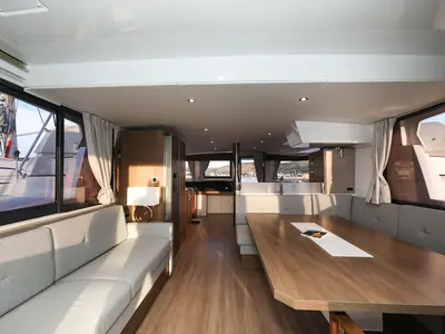 Salon of Carpe Diem, a Bali 4.8 catamaran at Trogir, Croatia