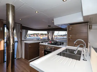 Galley of Carpe Diem, a Bali 4.8 catamaran at Trogir, Croatia