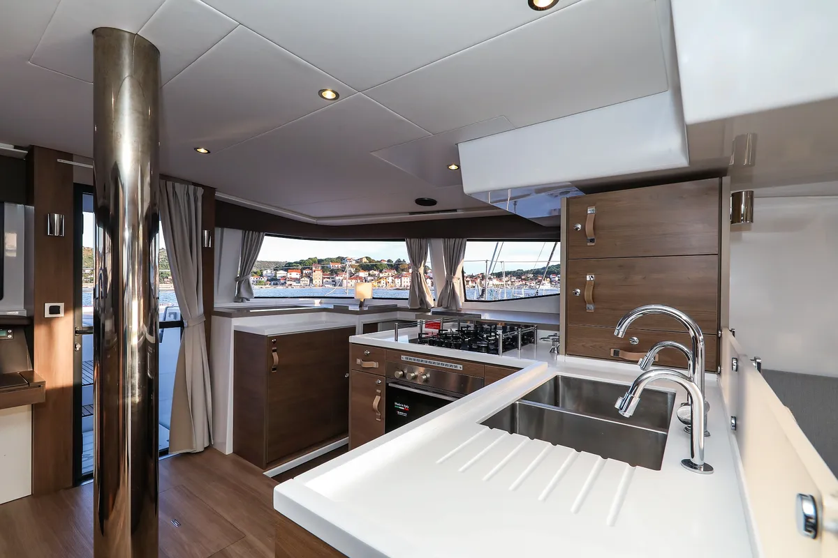 Galley of Carpe Diem, a Bali 4.8 catamaran at Trogir, Croatia