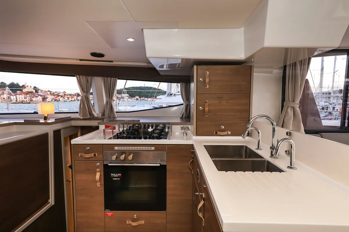 Galley of Carpe Diem, a Bali 4.8 catamaran at Trogir, Croatia