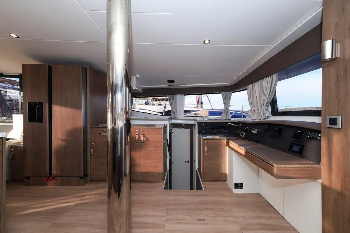 Salon of Carpe Diem, a Bali 4.8 catamaran at Trogir, Croatia