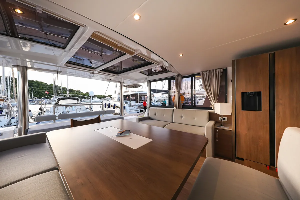 Salon of Carpe Diem, a Bali 4.8 catamaran at Trogir, Croatia