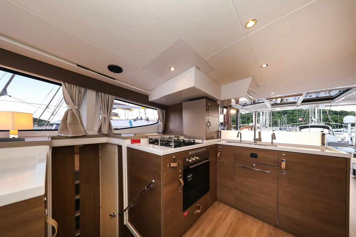 Galley of Carpe Diem, a Bali 4.8 catamaran at Trogir, Croatia