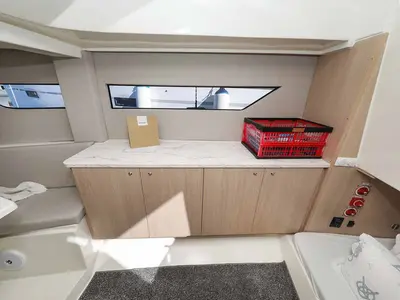 Galley of Planac, a Nuva M9 Cabin motorboat at Palma de Mallorca, Spain