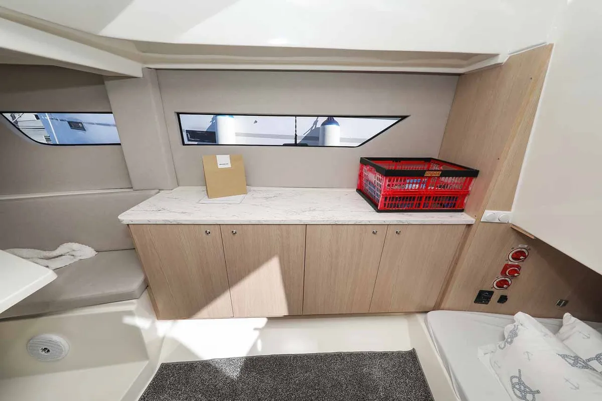 Galley of Planac, a Nuva M9 Cabin motorboat at Palma de Mallorca, Spain