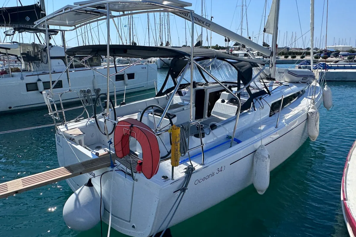 Exterior view of ANOIA, a Beneteau Oceanis 34.1 sailboat at Sukošan, Croatia