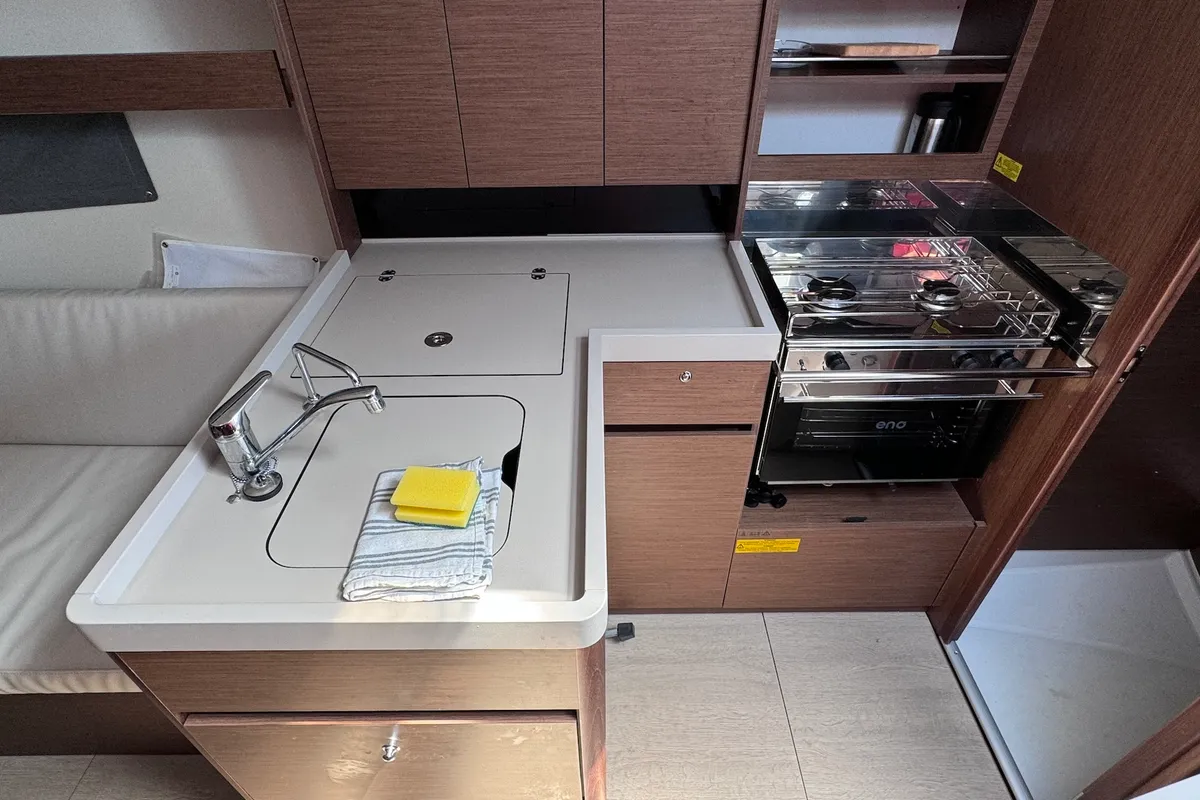 Galley of ANOIA, a Beneteau Oceanis 34.1 sailboat at Sukošan, Croatia