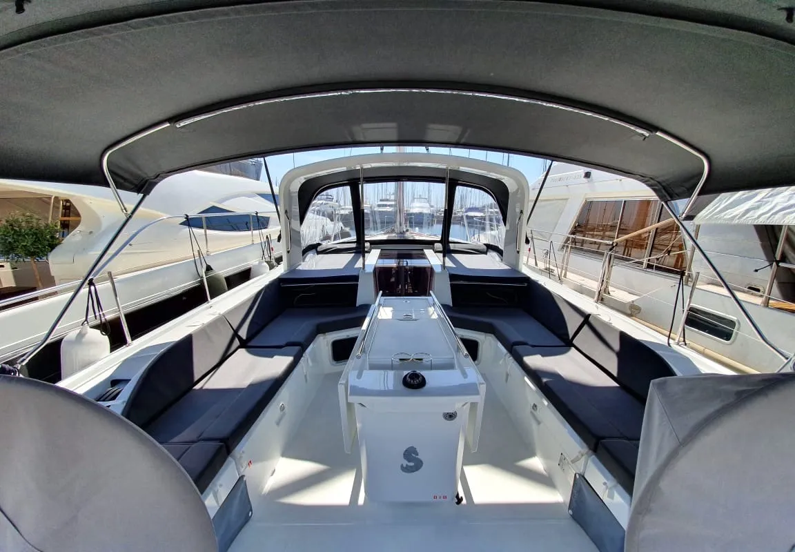 Cockpit of Kallisto, a Beneteau Oceanis 51.1 sailboat at Athens, Greece
