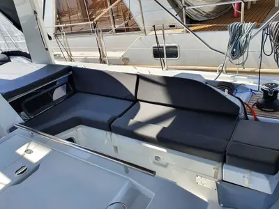 Deck of Kallisto, a Beneteau Oceanis 51.1 sailboat at Athens, Greece