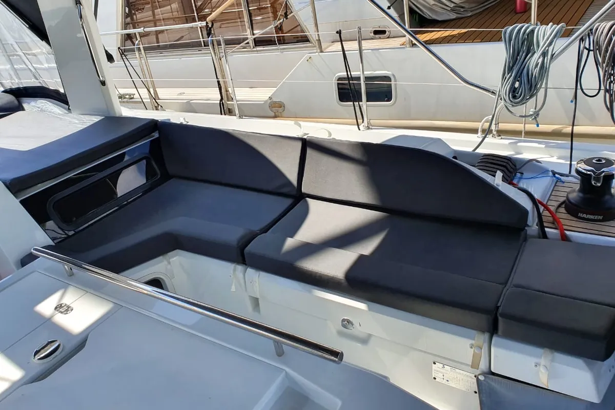 Deck of Kallisto, a Beneteau Oceanis 51.1 sailboat at Athens, Greece