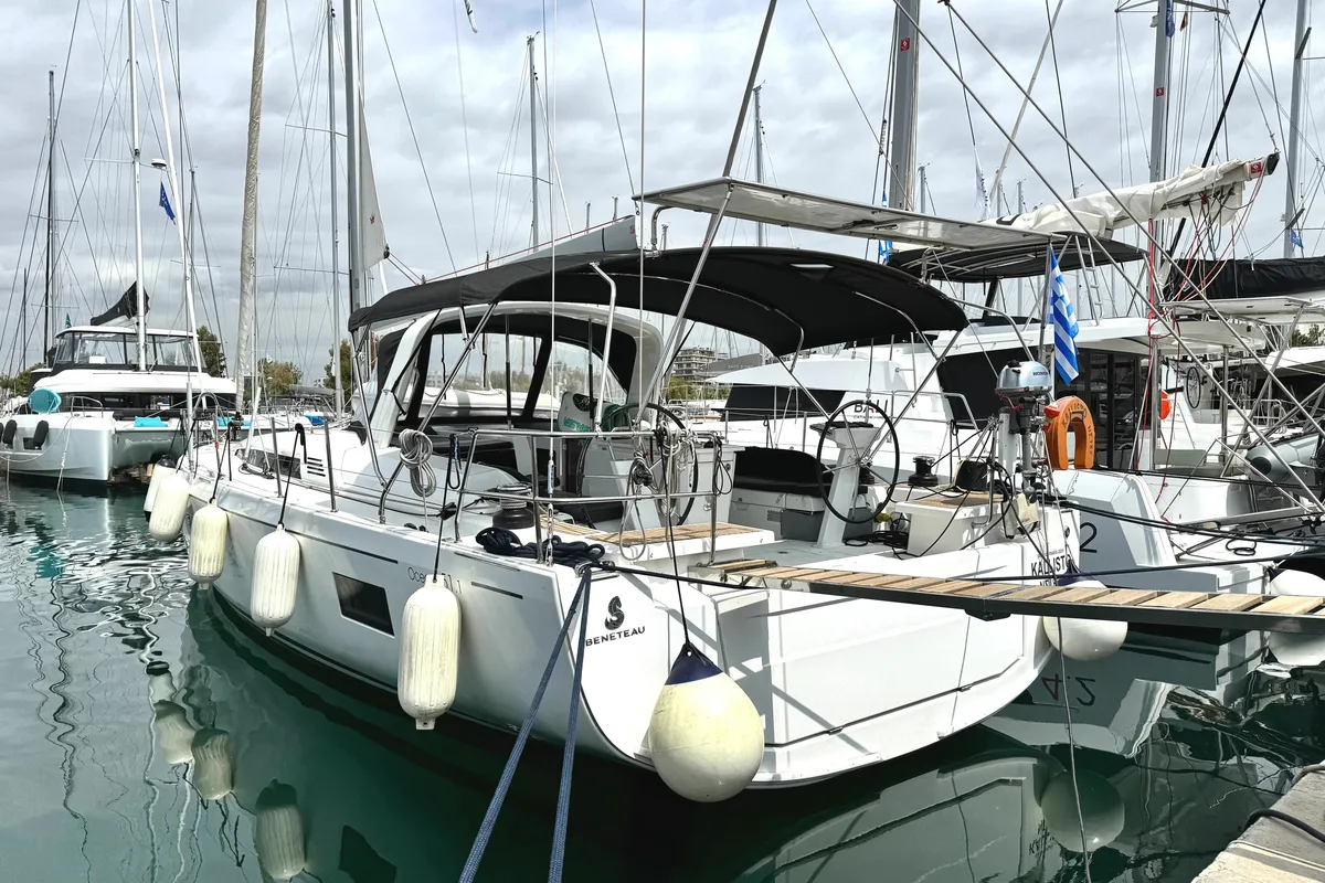 Exterior view of Kallisto, a Beneteau Oceanis 51.1 sailboat at Athens, Greece