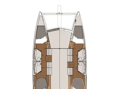 Floor plan of Comfort, a Fountaine Pajot Lucia 40 catamaran at Grimaud, France