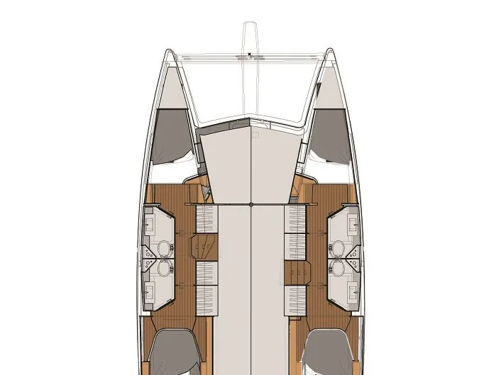 Floor plan of Comfort, a Fountaine Pajot Lucia 40 catamaran at Grimaud, France