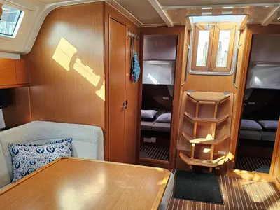 Salon of Salvia, a Bavaria 51 Cruiser sailboat at Lefkada, Greece