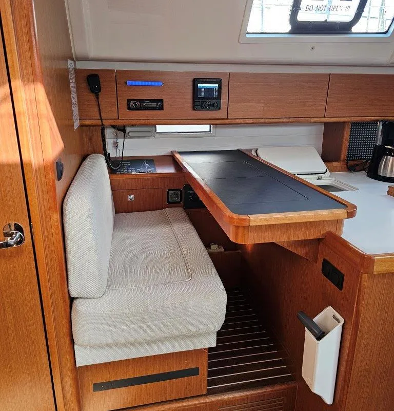 Salon of Salvia, a Bavaria 51 Cruiser sailboat at Lefkada, Greece