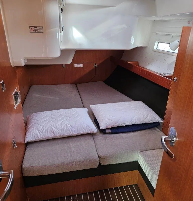 Cabin on Salvia, a Bavaria 51 Cruiser sailboat at Lefkada, Greece