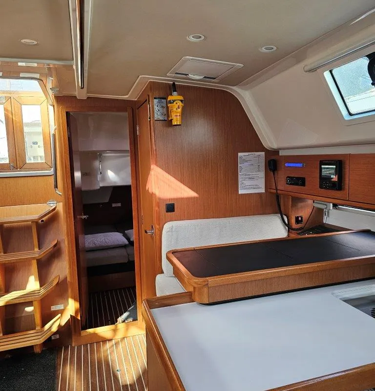 Salon of Salvia, a Bavaria 51 Cruiser sailboat at Lefkada, Greece