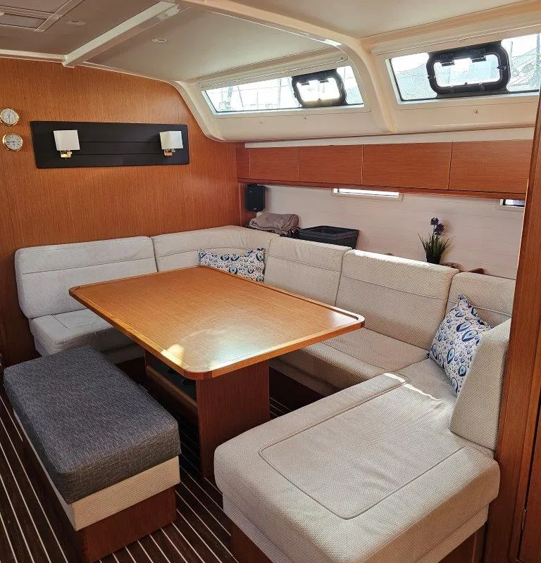 Salon of Salvia, a Bavaria 51 Cruiser sailboat at Lefkada, Greece