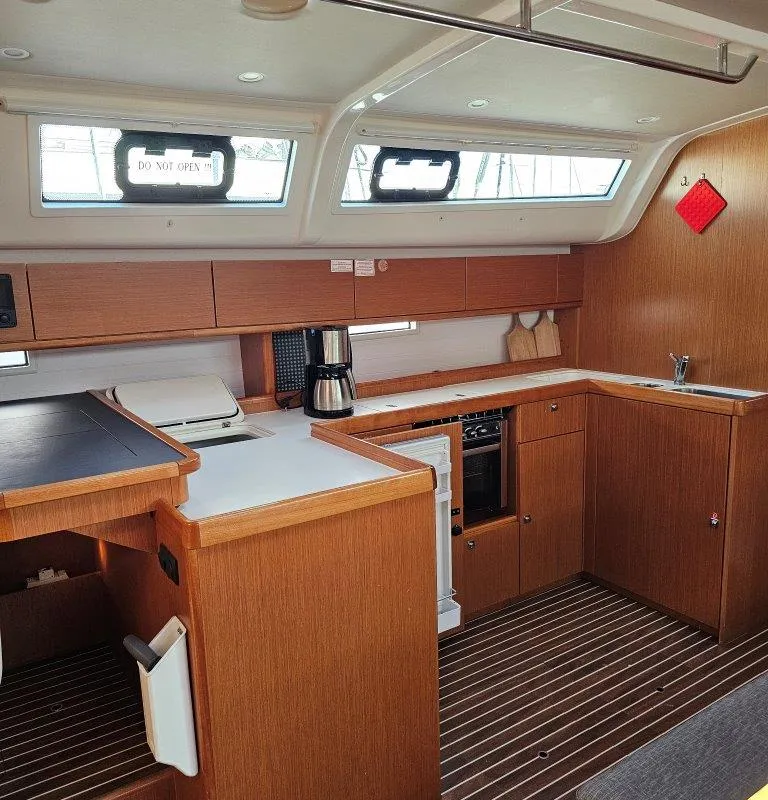 Galley of Salvia, a Bavaria 51 Cruiser sailboat at Lefkada, Greece