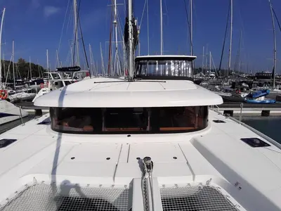 Deck of Thai Thunder, a Lagoon 42 catamaran at Mai Khao, Thailand