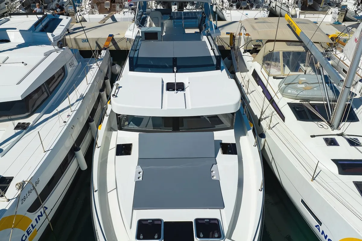 Exterior view of Good Time, a Cobra Yachts Seamaster 45 motor yacht at Grad Vodice, Croatia