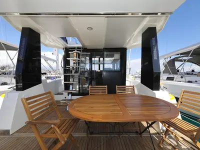 Deck of Good Time, a Cobra Yachts Seamaster 45 motor yacht at Grad Vodice, Croatia