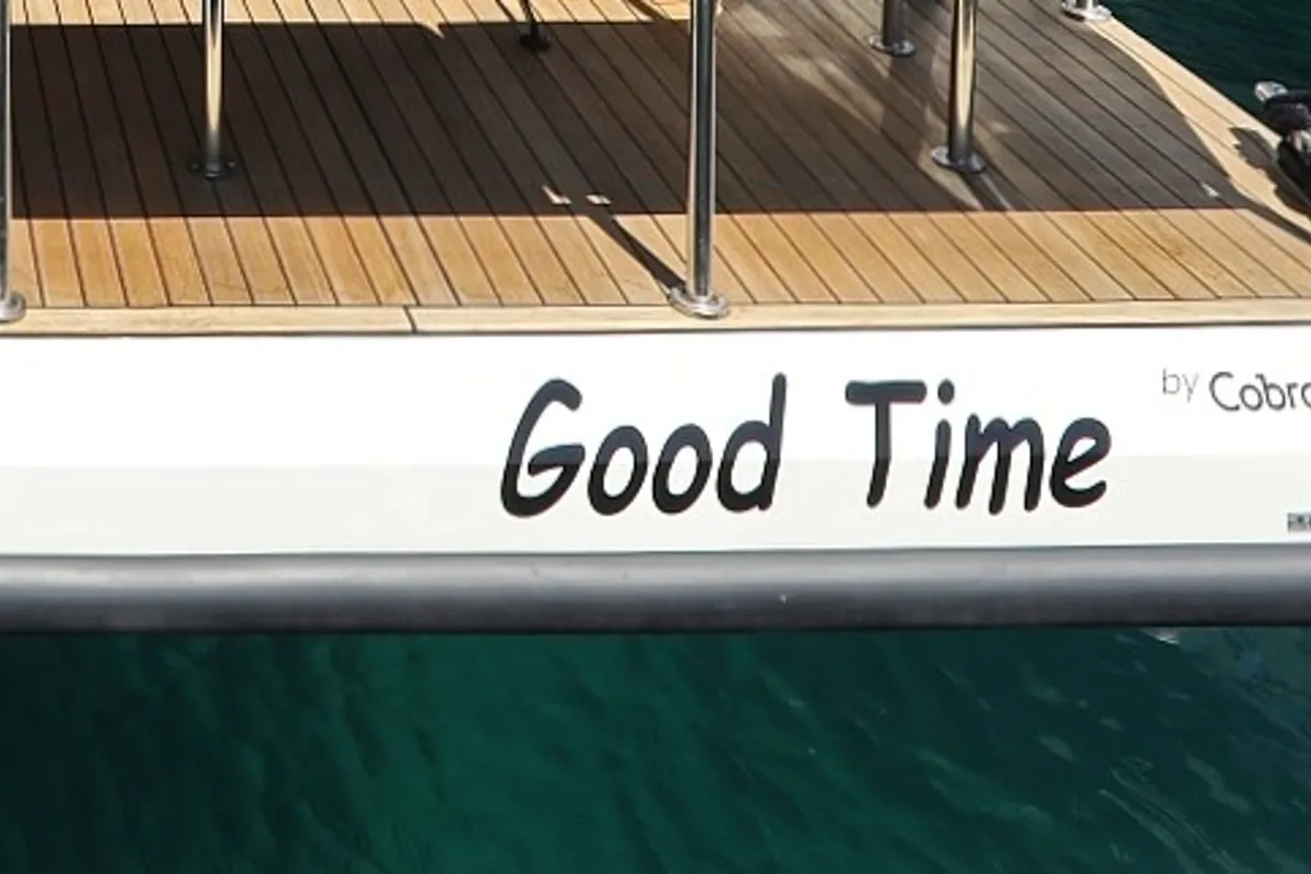 Exterior view of Good Time, a Cobra Yachts Seamaster 45 motor yacht at Grad Vodice, Croatia