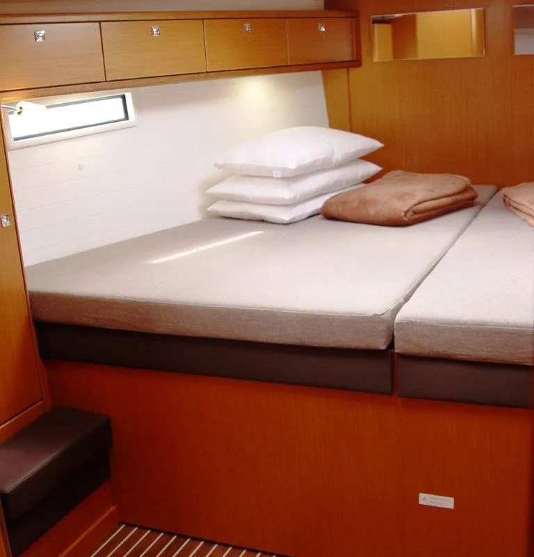Cabin on Zedaron, a Bavaria Cruiser 51 sailboat at Olbia, Italy