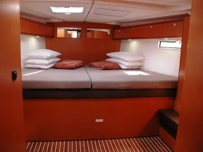 Cabin on Zedaron, a Bavaria Cruiser 51 sailboat at Olbia, Italy