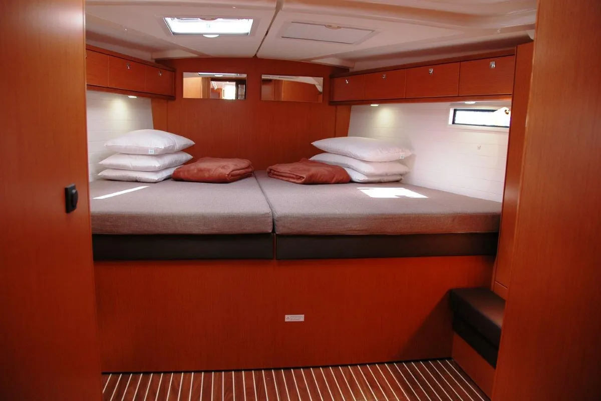 Cabin on Zedaron, a Bavaria Cruiser 51 sailboat at Olbia, Italy