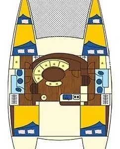 Floor plan of Maestro, a Lagoon 380 catamaran at Lefkada, Greece