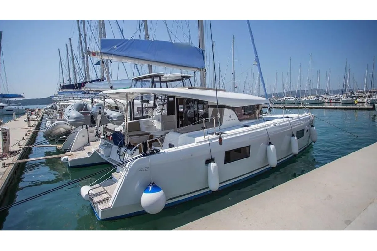 Exterior view of Ariel 3, a Lagoon 42 catamaran at Baan Salak Phet, Thailand