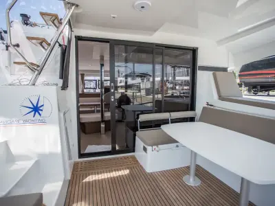 Deck of Ariel 3, a Lagoon 42 catamaran at Baan Salak Phet, Thailand