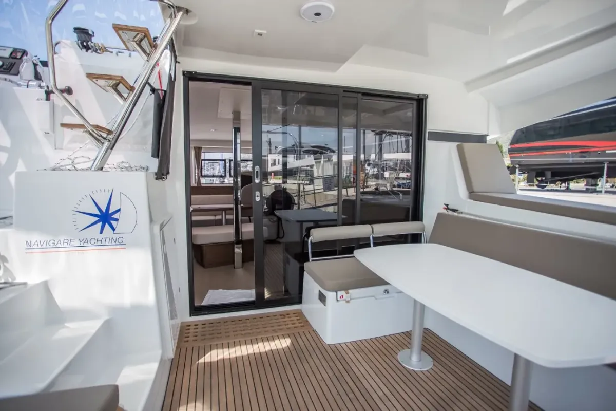 Deck of Ariel 3, a Lagoon 42 catamaran at Baan Salak Phet, Thailand