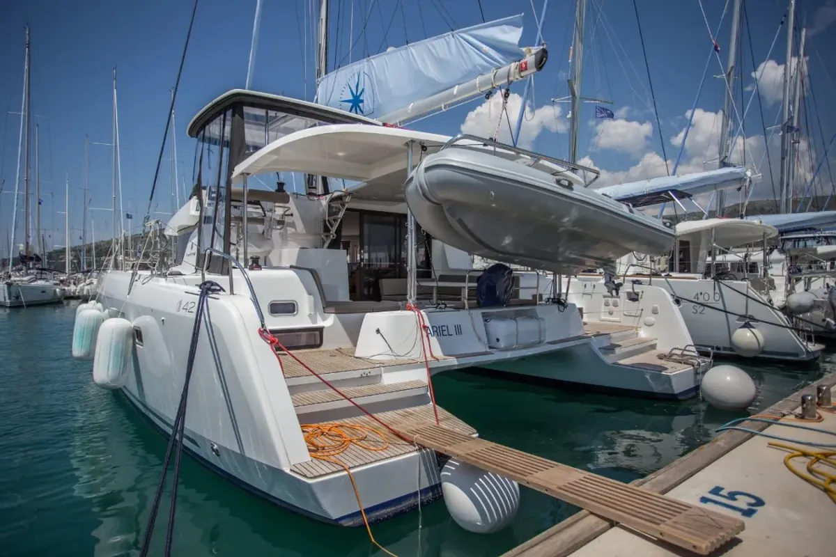 Exterior view of Ariel 3, a Lagoon 42 catamaran at Baan Salak Phet, Thailand