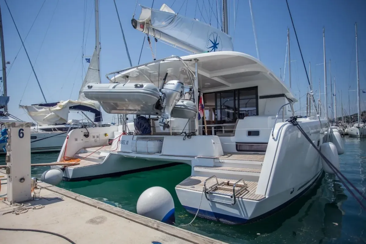 Exterior view of Ariel 3, a Lagoon 42 catamaran at Baan Salak Phet, Thailand