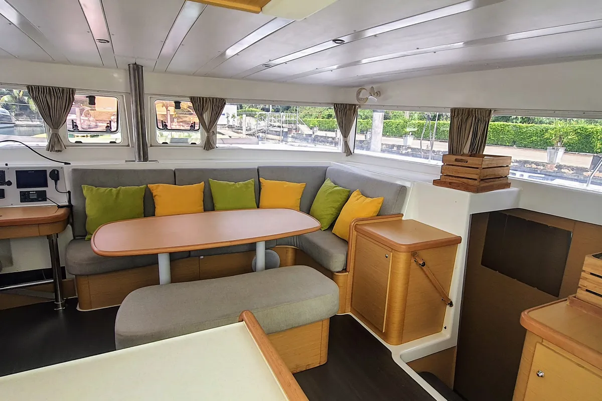 Salon of Exit Strategy, a Lagoon 420 catamaran at Baan Salak Phet, Thailand