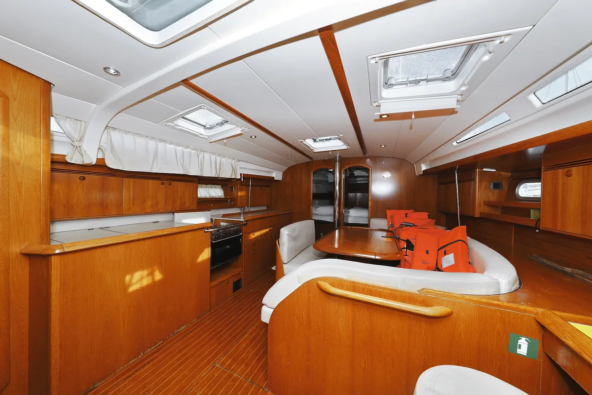 Salon of LEJLA, a Jeanneau Sun Odyssey 45 sailboat at Općina Sukošan, Croatia