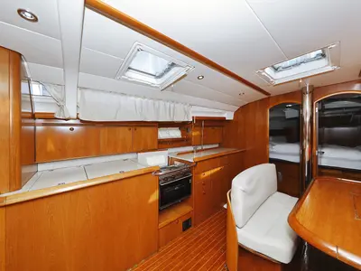 Galley of LEJLA, a Jeanneau Sun Odyssey 45 sailboat at Općina Sukošan, Croatia