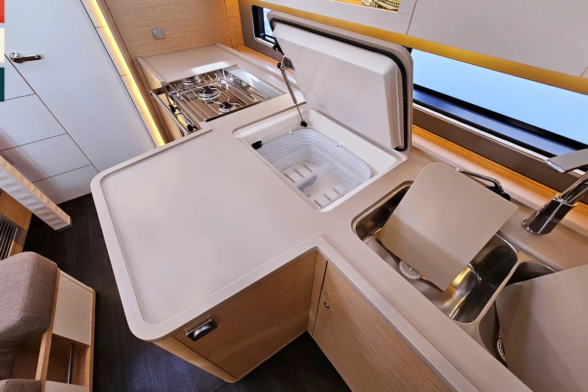 Galley of Dunya, a Dufour 41 sailboat at Rogoznica, Croatia