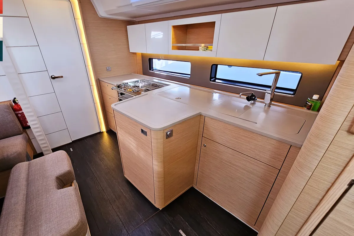 Galley of Dunya, a Dufour 41 sailboat at Rogoznica, Croatia