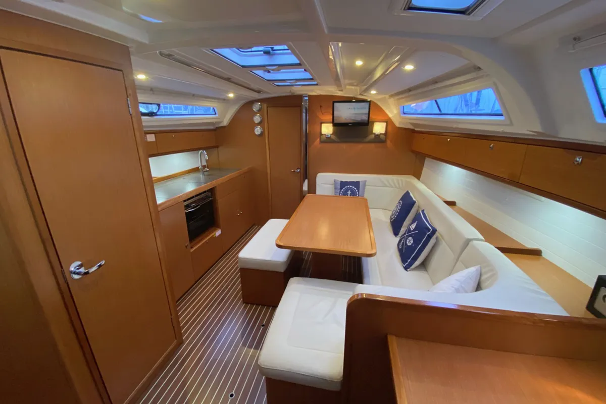 Salon of Raven, a Bavaria Cruiser 41 sailboat at Grad Pula, Croatia