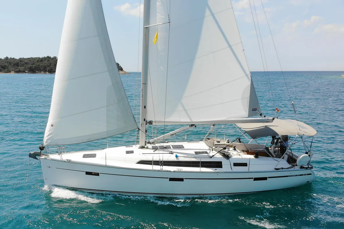 Exterior view of Raven, a Bavaria Cruiser 41 sailboat at Grad Pula, Croatia