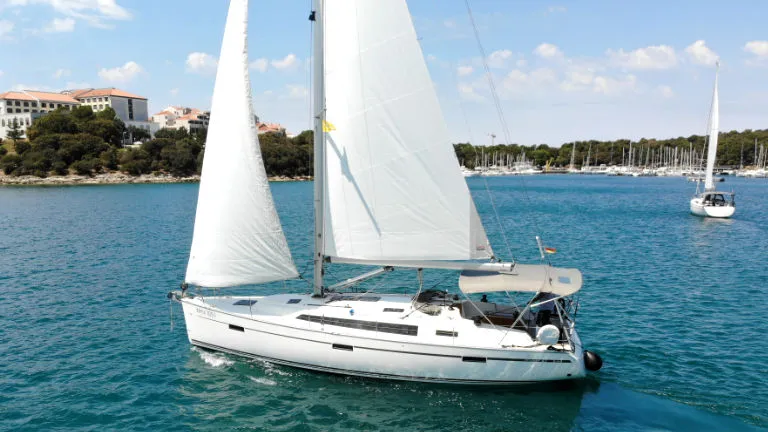 Exterior view of Raven, a Bavaria Cruiser 41 sailboat at Grad Pula, Croatia