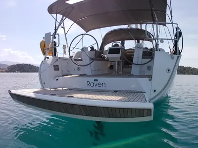 Deck of Raven, a Bavaria Cruiser 41 sailboat at Grad Pula, Croatia