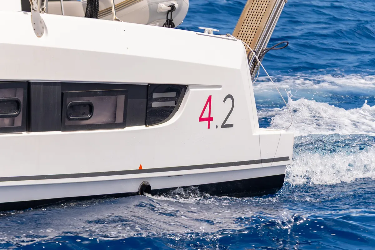 Sofia II, a Bali 4.2 catamaran at Preveza, Greece