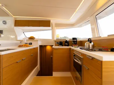 Galley of Sofia II, a Bali 4.2 catamaran at Preveza, Greece